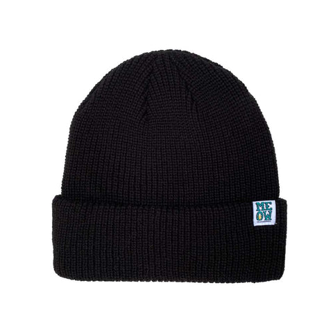 Meow Stacked Beanie Black