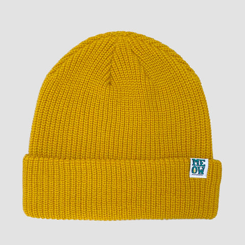 Meow Stacked Beanie Gold